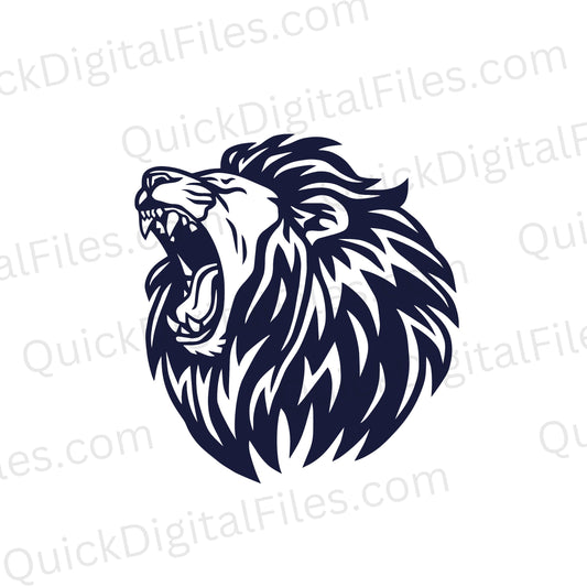 Angry lion in mid-roar graphic in high-quality PNG and scalable SVG