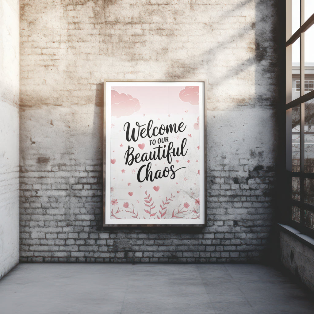 Welcome sign for home decor pink wall art