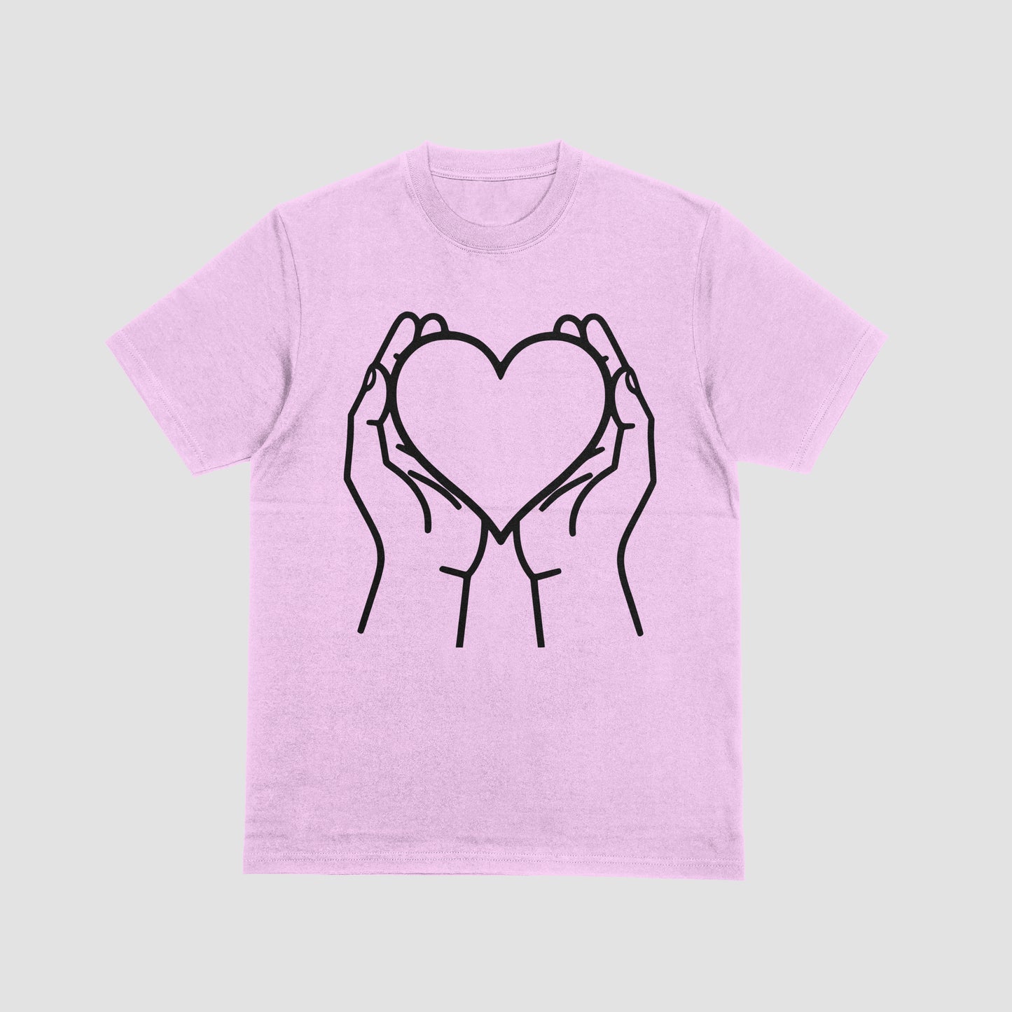 caring hands with heart silhouette