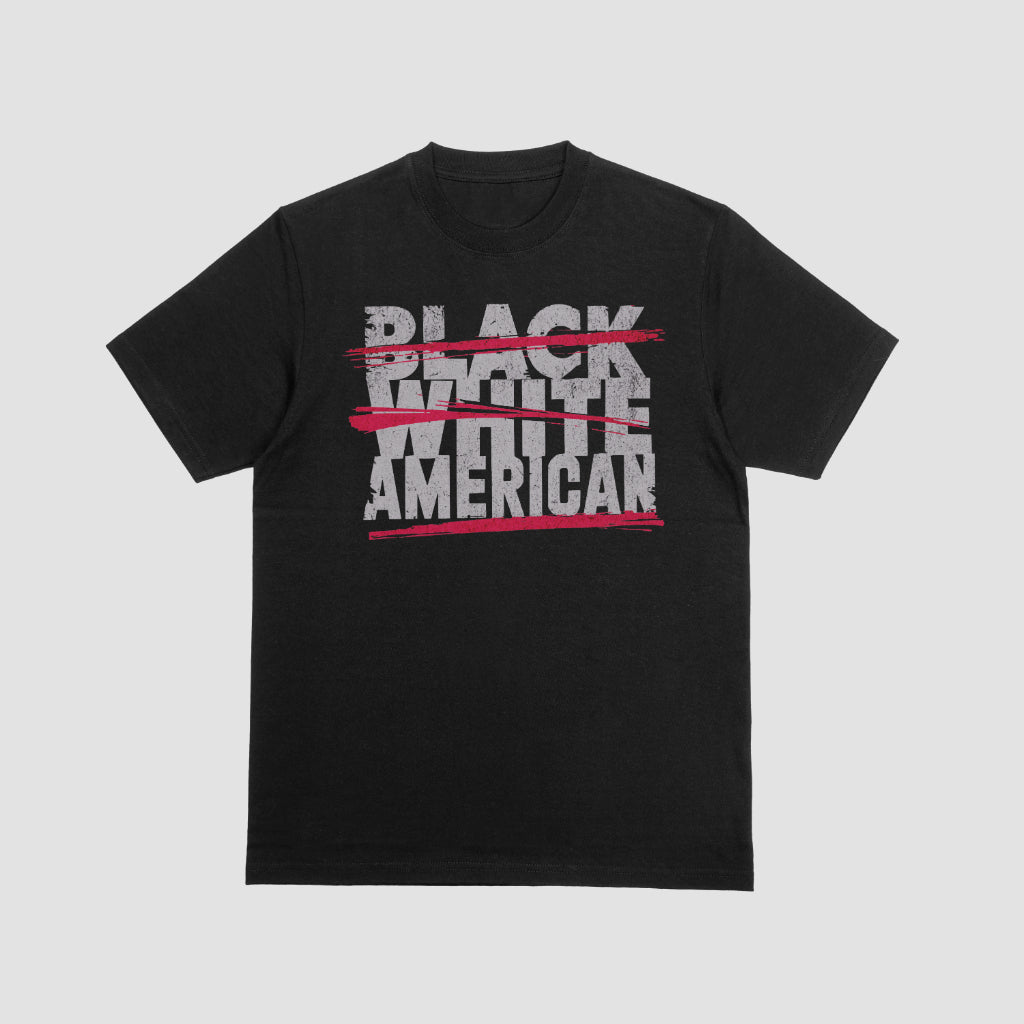 Stop racism logo-style design with "AMERICAN" focus for crafting