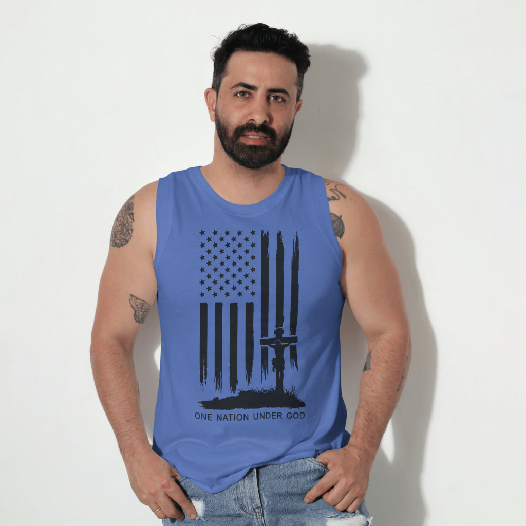 One Nation Under God flag SVG with Christian and patriotic elements