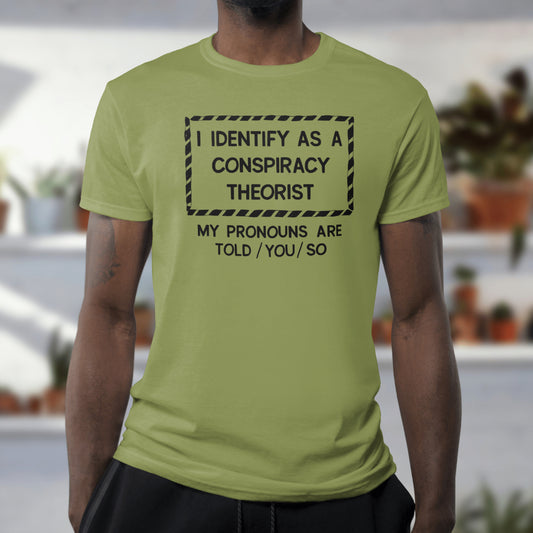 "Digital download art 'I Identify As A Conspiracy Theorist' in SVG, PNG, JPEG."