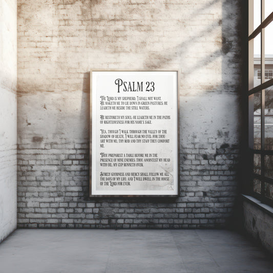 Printable Psalm 23 wall art with vintage font