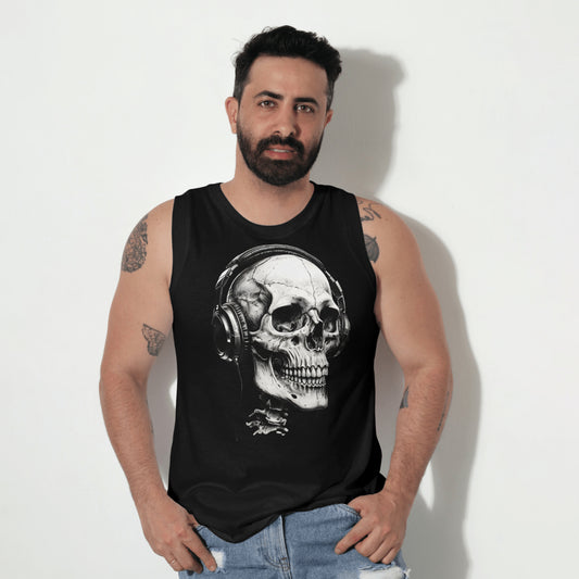 Skull wearing headphones png