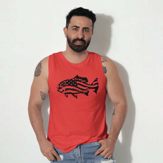 Black fish vector with American flag design