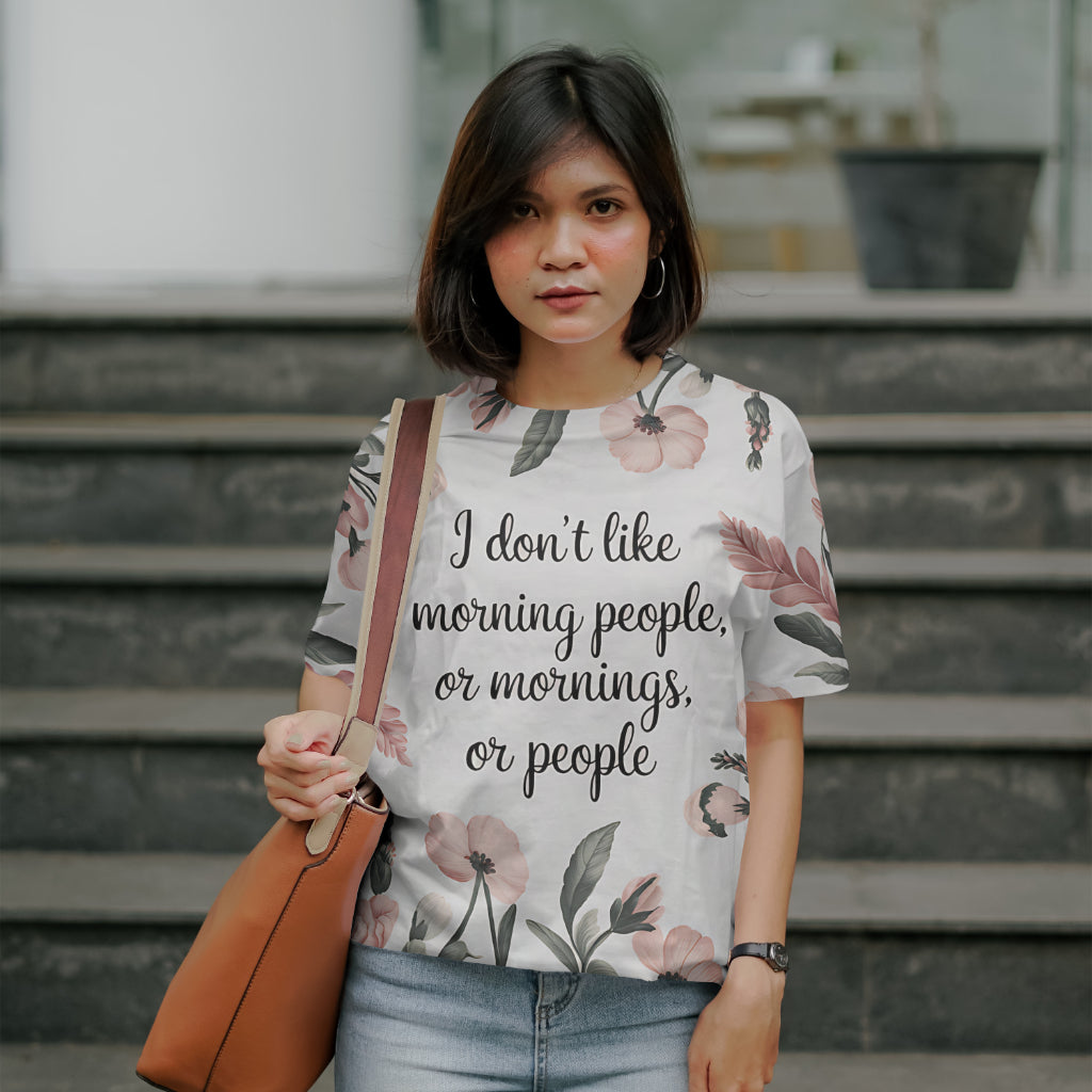 Morning humor printable with calming floral background