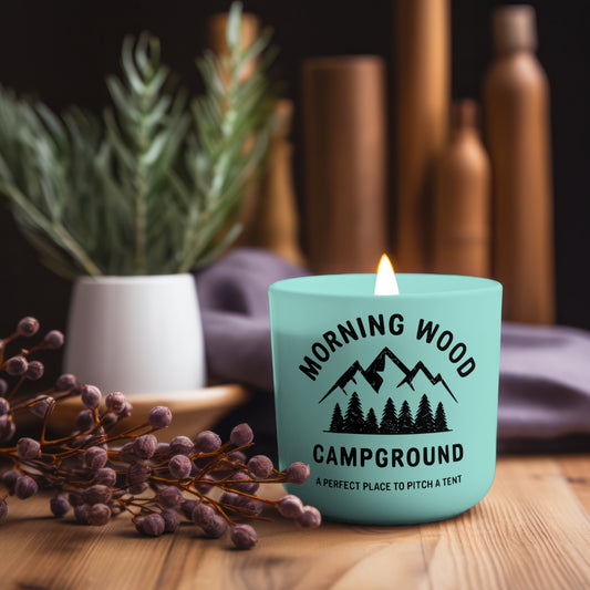 Morning Wood Campground SVG with mountain and pine tree design