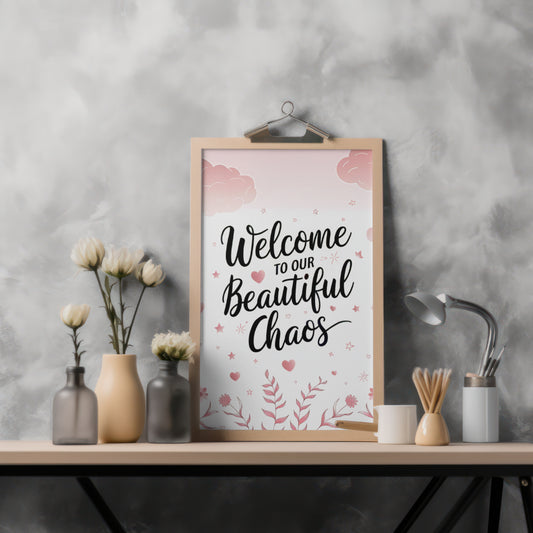 Light pink gradient wall art with stars and hearts