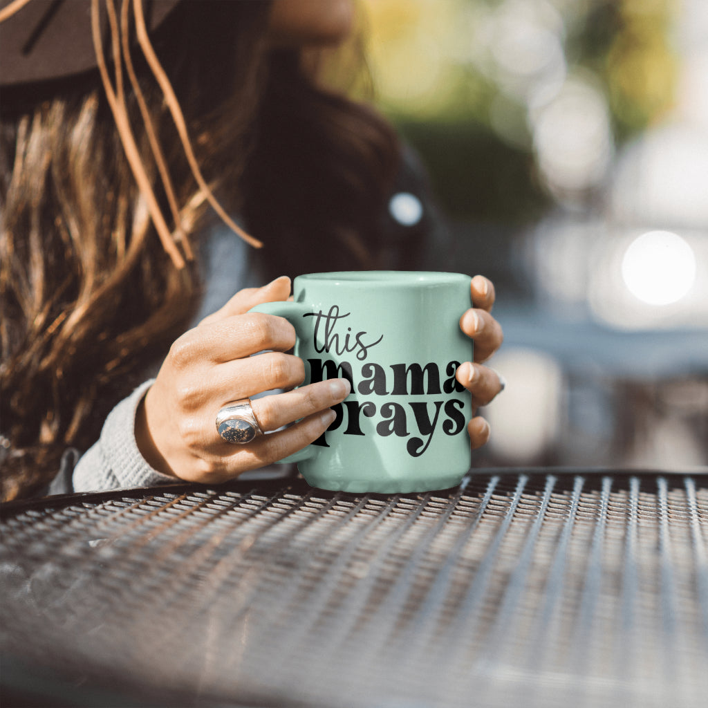 Black silhouette This Mama Prays SVG for t-shirts and mugs