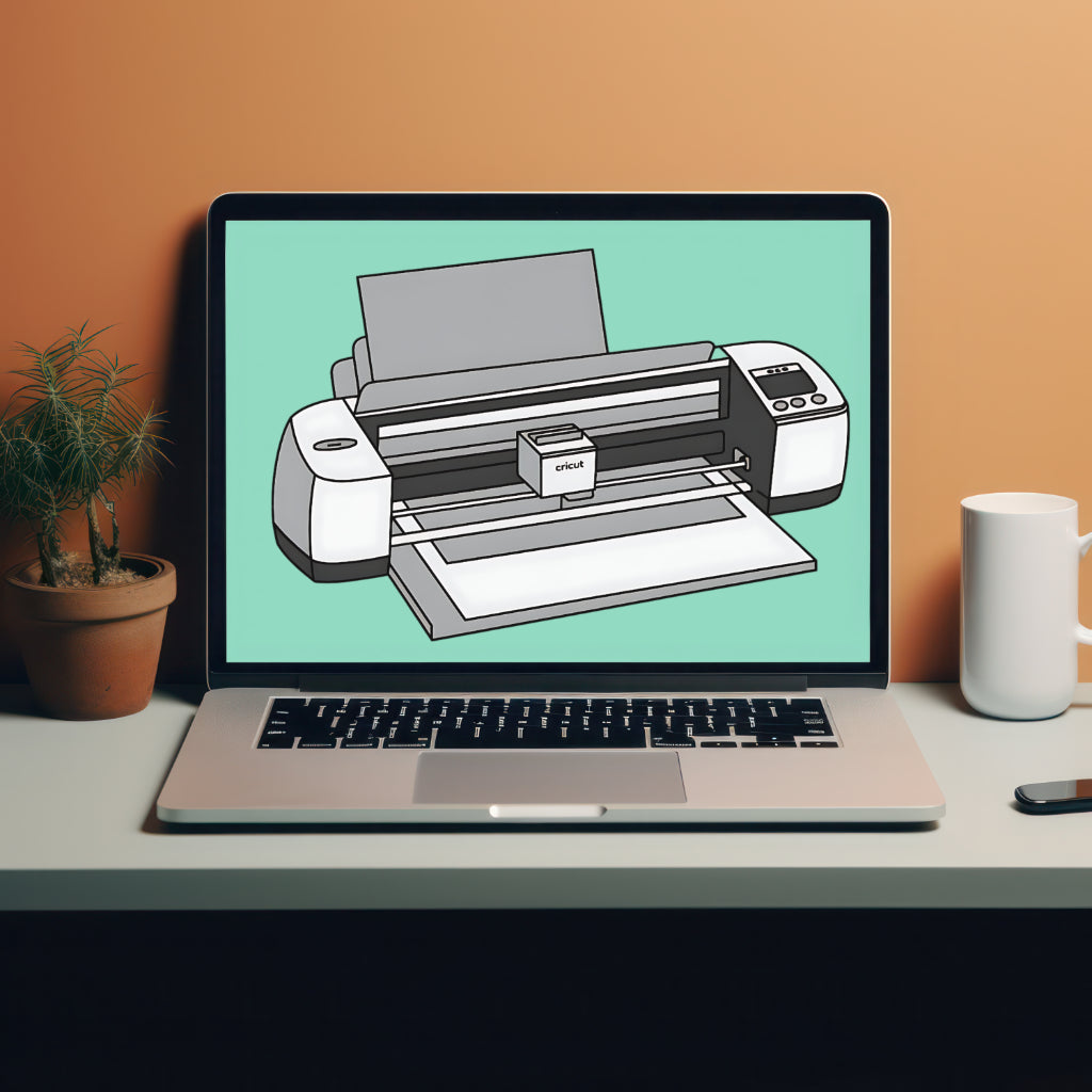 Black and White Cricut Plotting Cutter Illustration