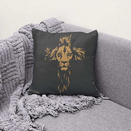 Lion Cross SVG with distressed texture and fierce lion face