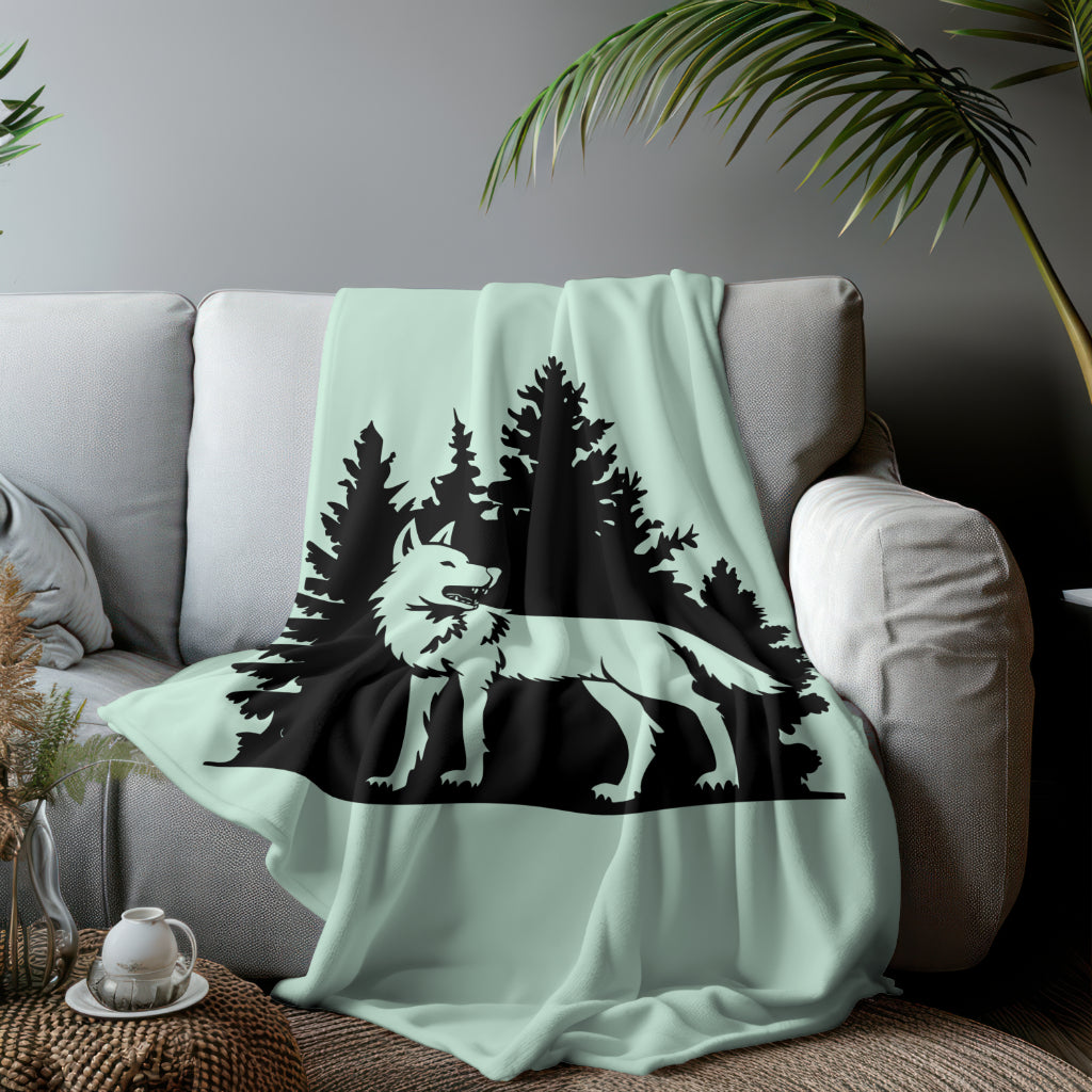 Wolf silhouette art for laser engraving