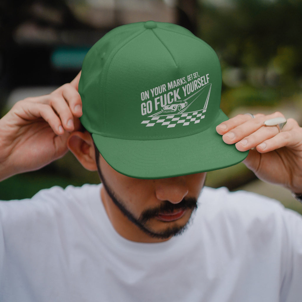 Motorsports-themed vulgar humor design