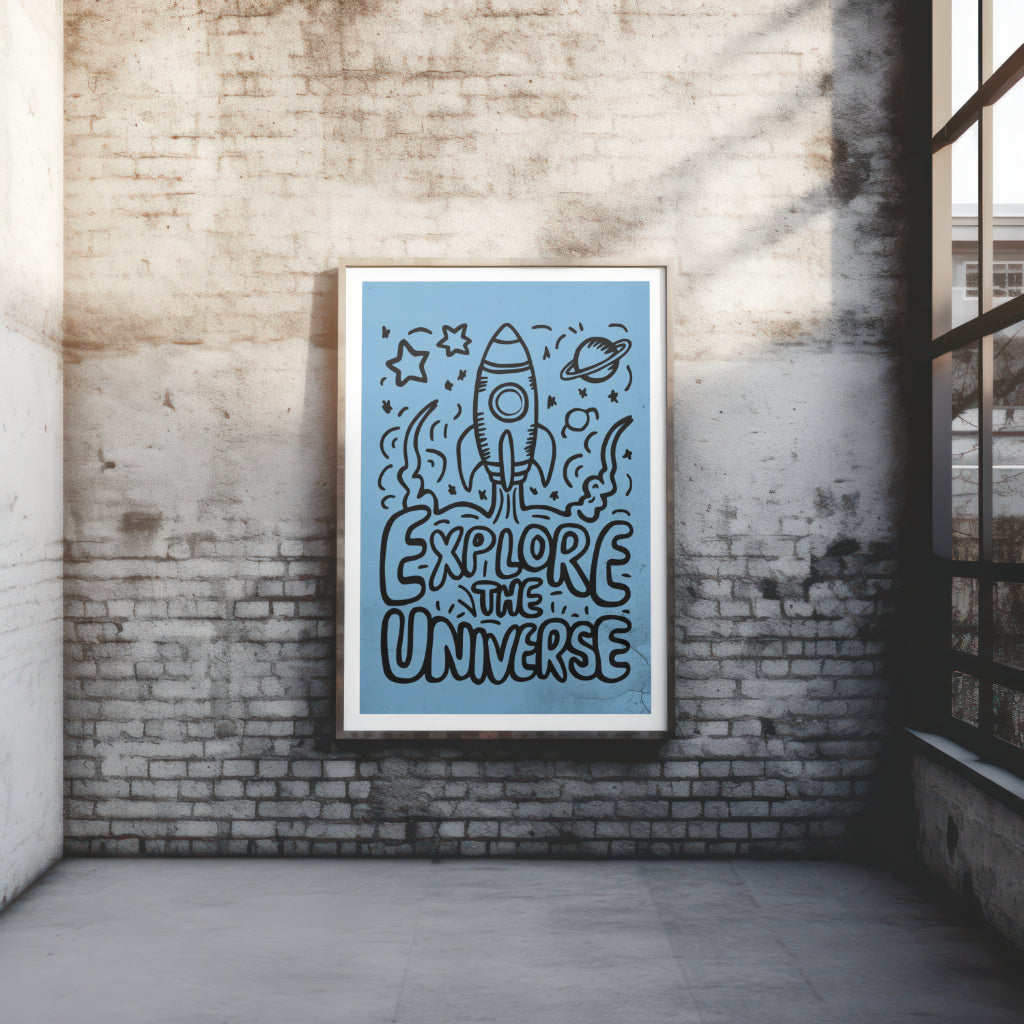 Universe exploration coloring page for kids PNG
