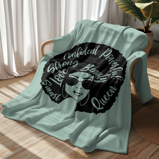 Afro woman SVG with words like confident, strong, and queen