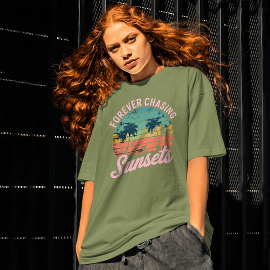 Beach-themed graphic with palm trees and people on the beach JPEG