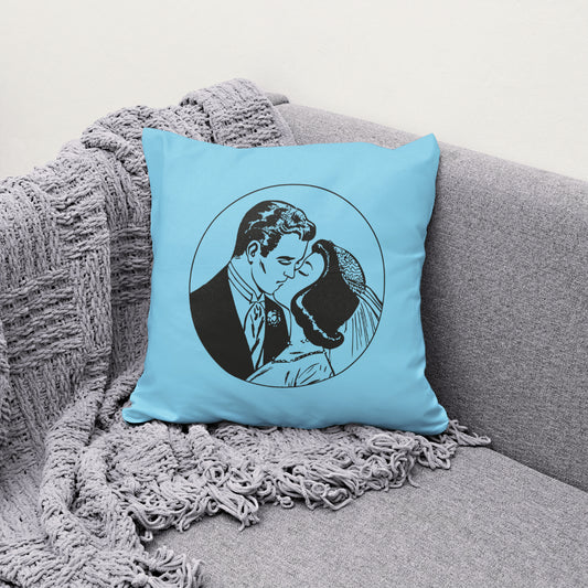 Bride and groom kissing inside a circle outline SVG