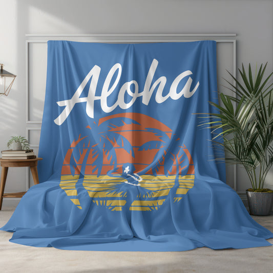 Hawaiian Aloha SVG with beach sunset and silhouette design