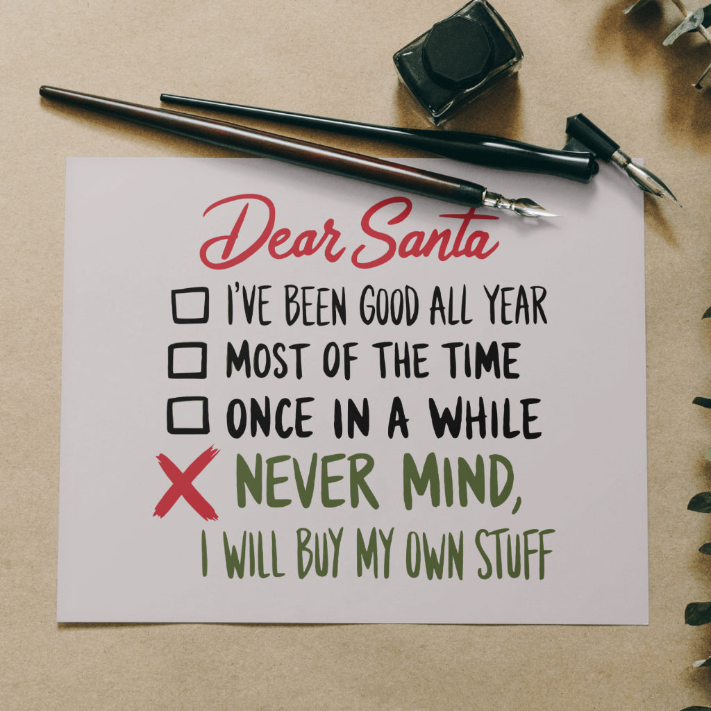 Christmas tray decal with Santa humor