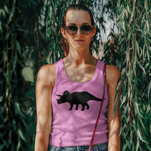 Black triceratops dinosaur graphic with transparent background.