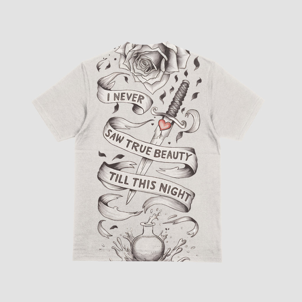 "Rose and Dagger Piercing Heart Tattoo Design"