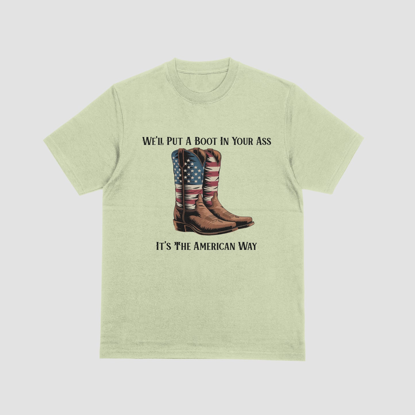 American western boots with patriotic text