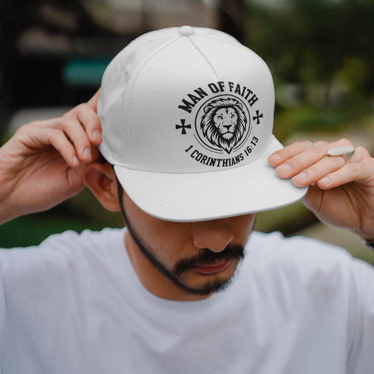 Man of Faith SVG with lion head and Bible verse design