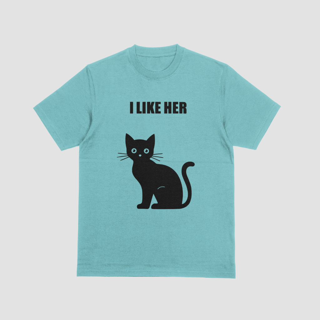 Matching dirty couple t-shirt design "I Like His Rooster, I Like Her Cat"