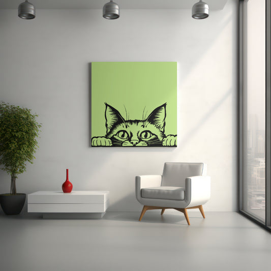 Black and White Cat Peeking Graphic PNG