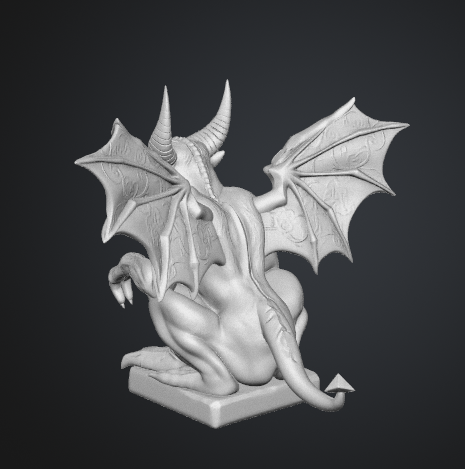 Gargoyle STL file showing bat wings and pointed tail