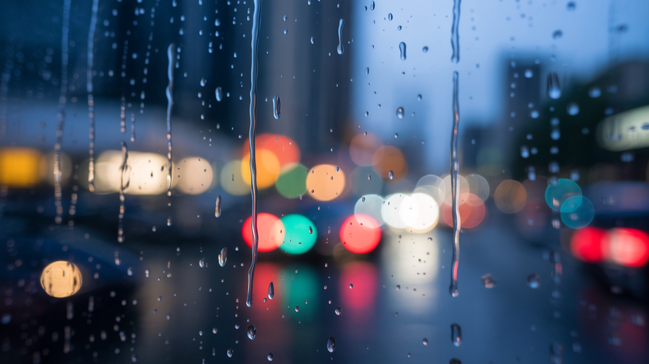 Rain on Window with City Lights – 6s Cinematic Aesthetic Stock Video