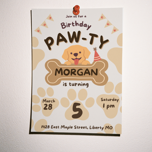 dog themed birthday party invite