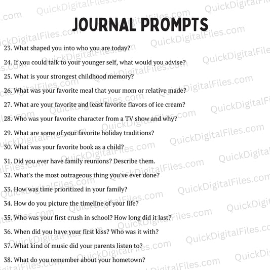 Printable journaling prompts for childhood memories and healing