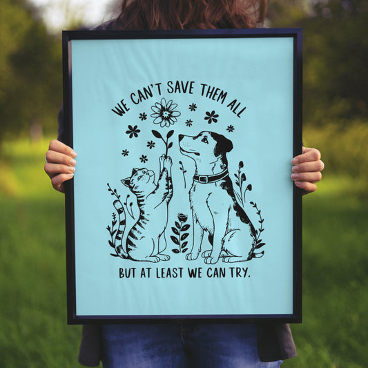 "SVG, PNG, JPEG of cat and dog illustration with a hopeful rescue message."