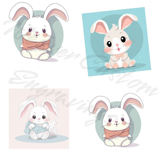 Playful bunny rabbit digital art pack for nursery customization.