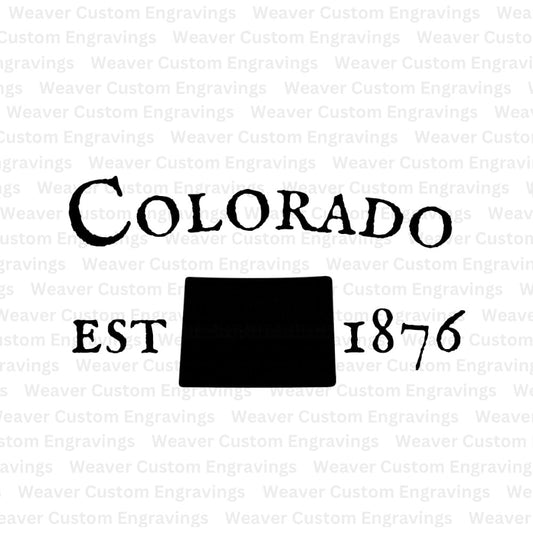 "Colorado state outline with 1876 establishment date digital art."