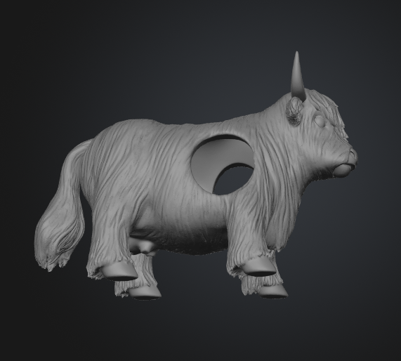 Highland Cow Planter 3D Model: STL GLB OBJ