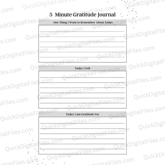 Printable daily gratitude journal template for quick reflections