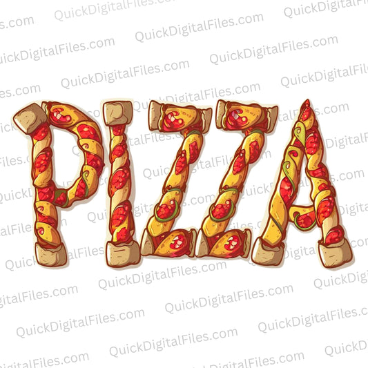 "PIZZA" spelled out in pizza slices PNG for culinary design