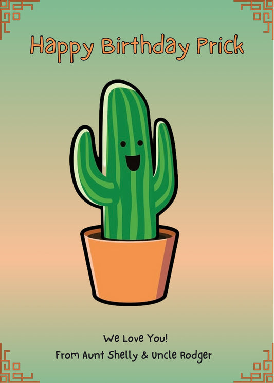 "Editable Birthday Card with Cactus Pun"