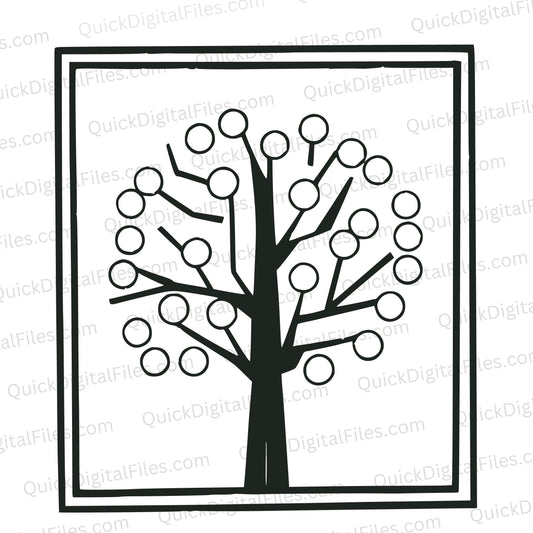 Bold black tree silhouette SVG with an abstract design and transparent background