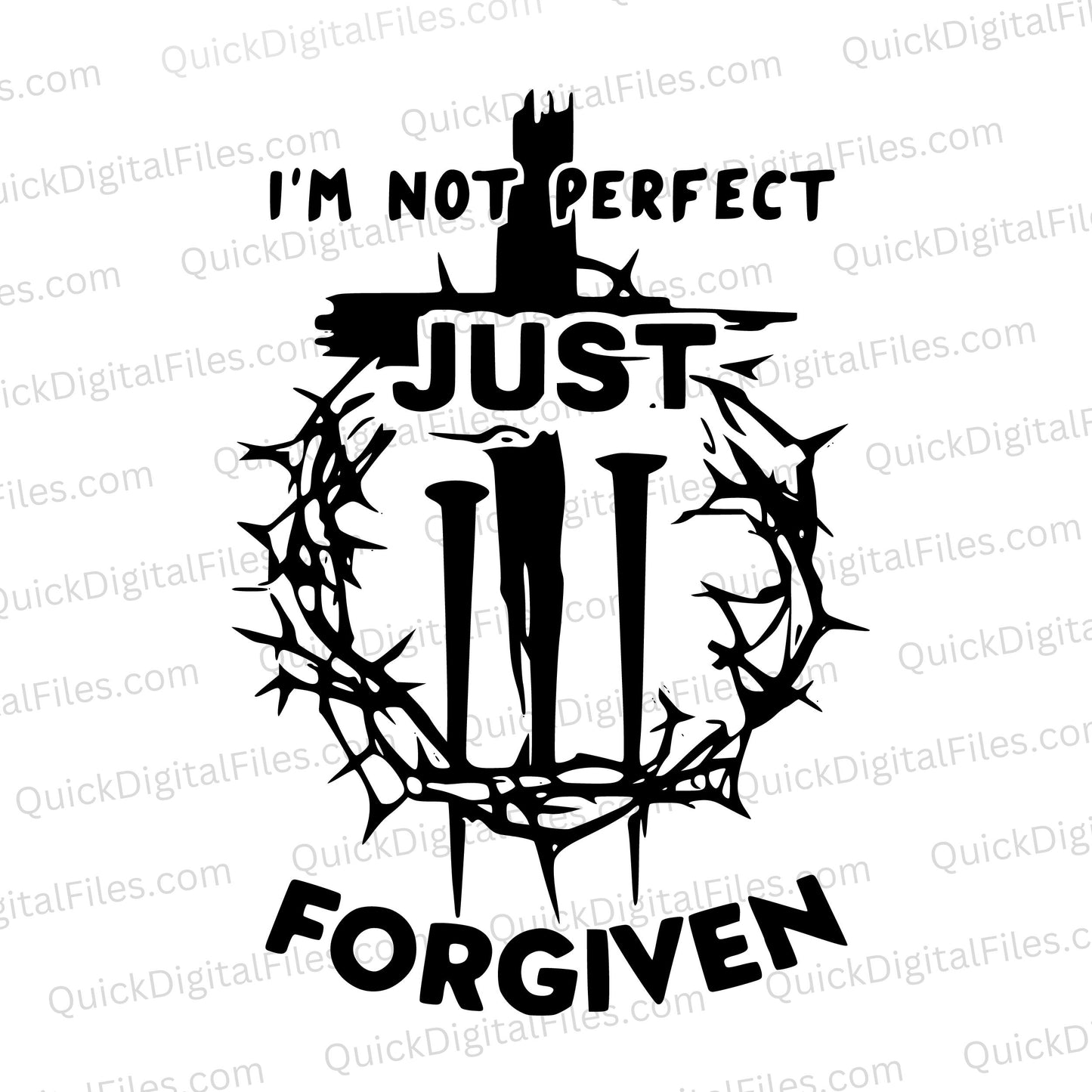 Transparent background SVG featuring cross, nails, and thorns