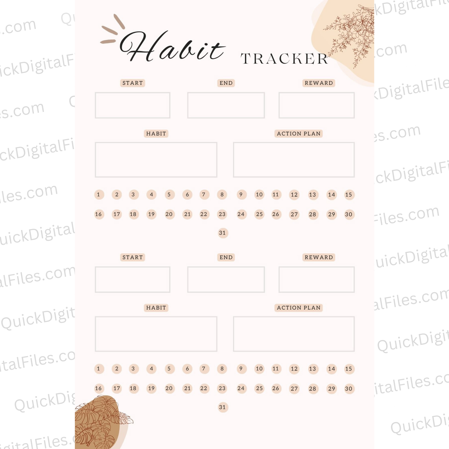 "Action Plan Habit Tracker Canva Template for Personal Use"
