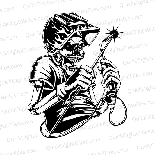 Unique black and white welding skeleton design in SVG format.