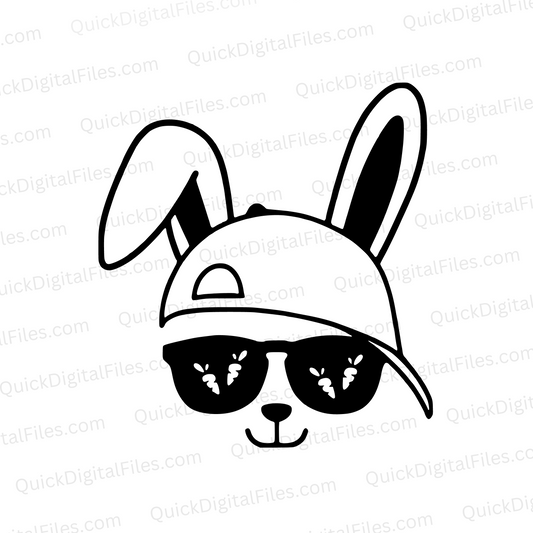 Black and white bunny vector design for laser engraving easter
