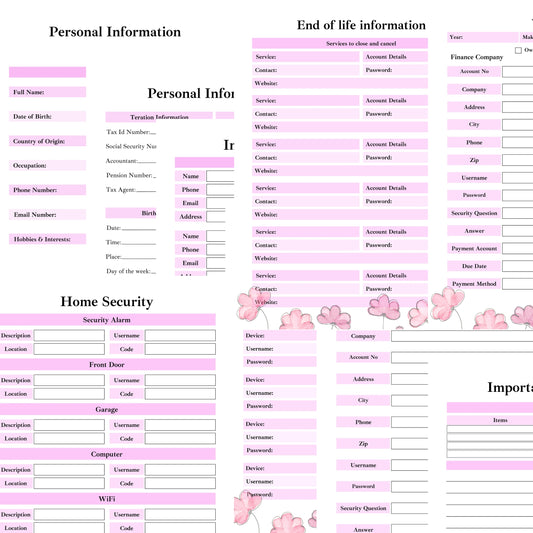 End of life planning PDF printable workbook