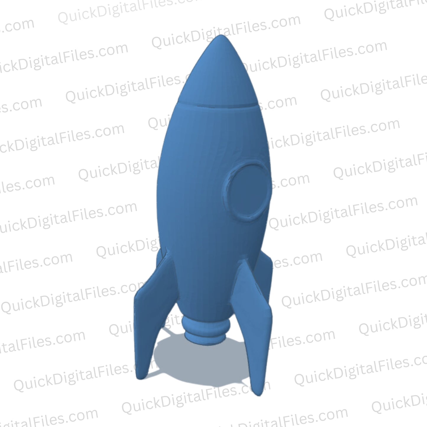 Rocketship STL with detailed landing gear for 3D printing