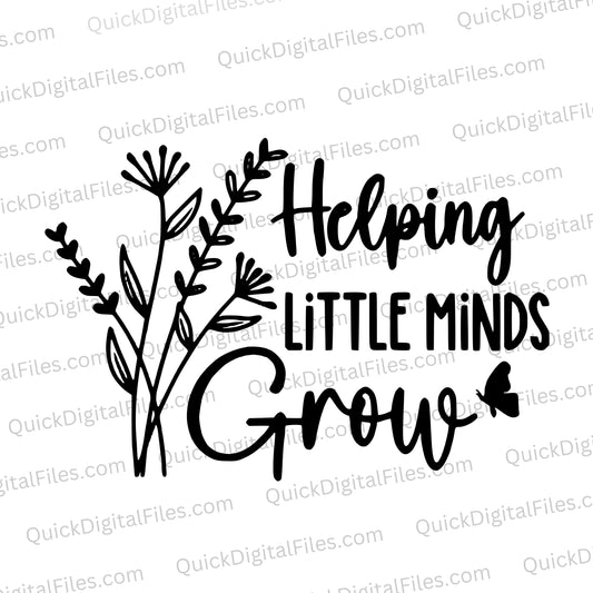 Black and white floral SVG graphic for educators and daycare workers.