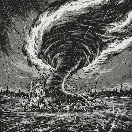 Dynamic ocean cyclone illustration in vibrant cartoon style for educational use.