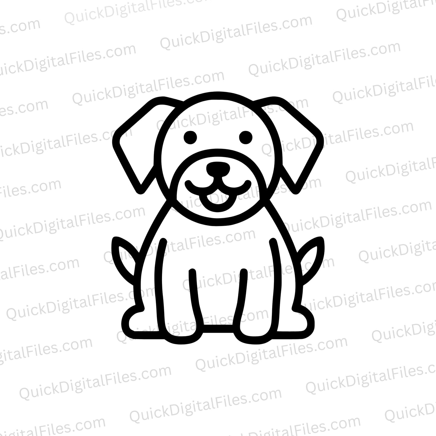 Black and white outline of a playful puppy SVG